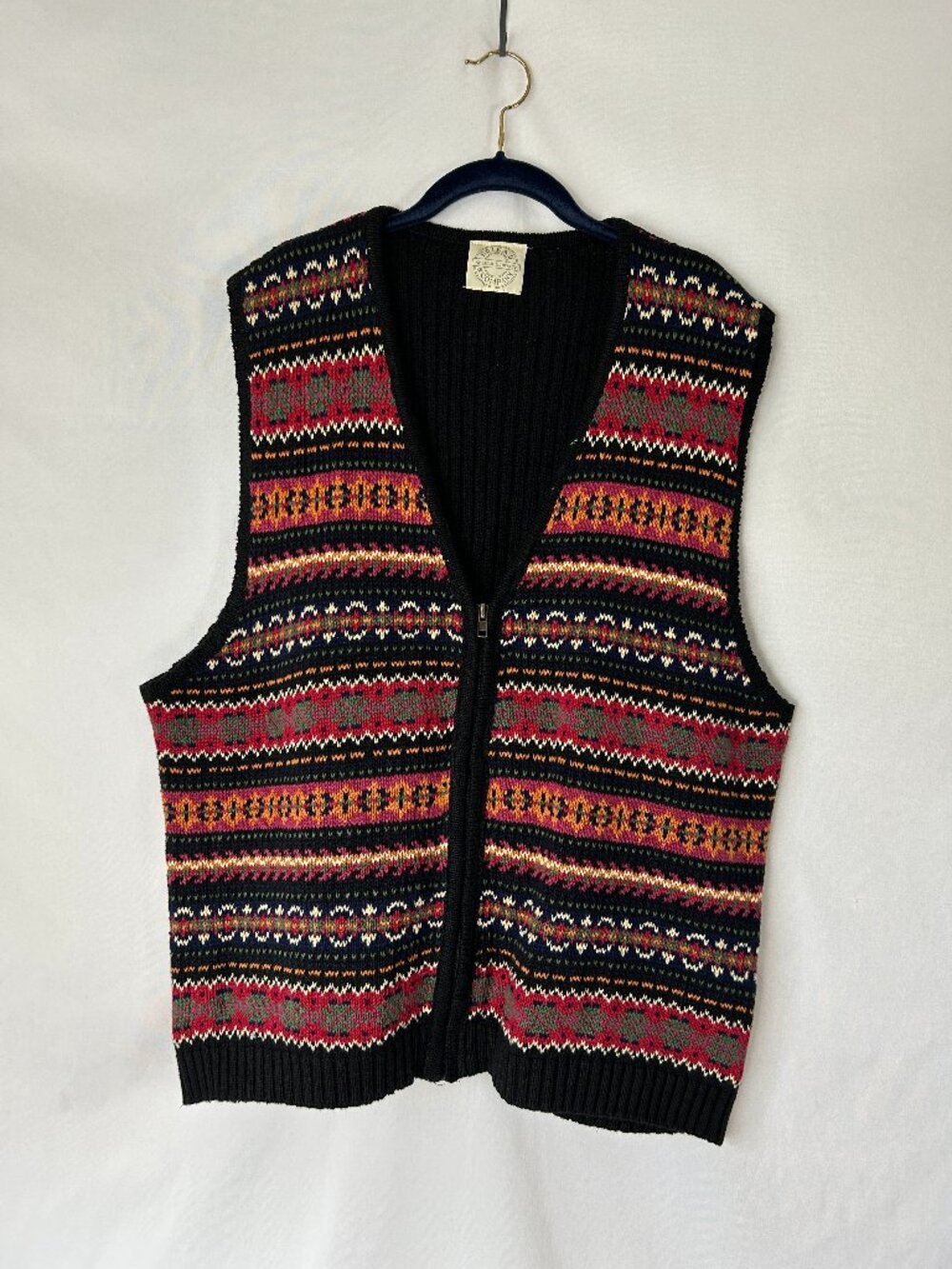 Vintage Erika Classics Knit Fair Isle Sweater Vest Multicolored 2X